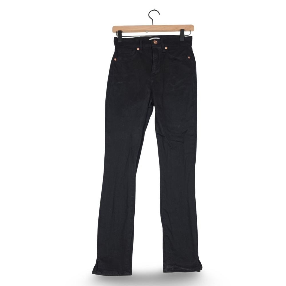 Good American Good Waist Crop Jeans Black Size 4 27 Split‎ Hem High Rise Stretch
